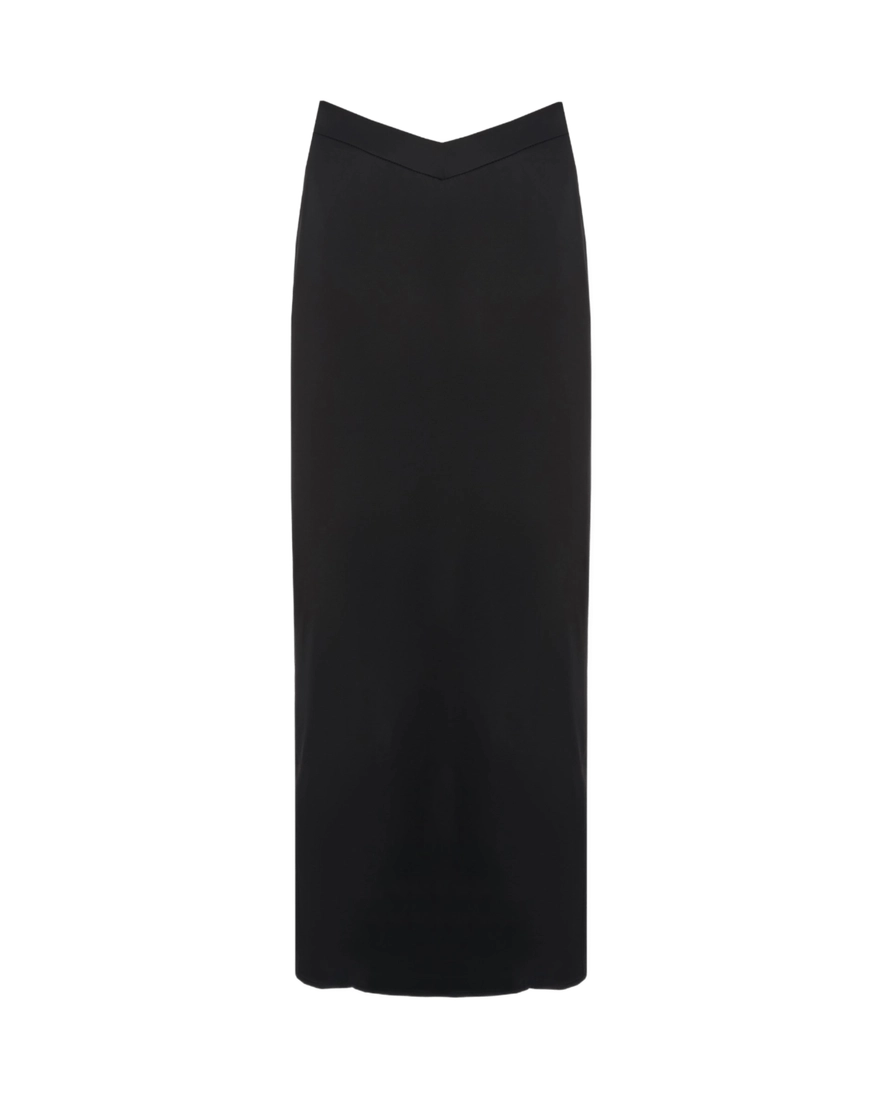 Сатинова чорна спідниця з V-поясом product image